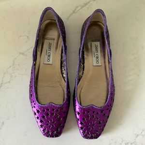 Jimmy Choo purple metallic ballet flats. Worn only a few times!